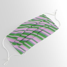 [ Thumbnail: Forest Green, Dark Gray, Plum, and Slate Gray Colored Stripes/Lines Pattern Face Mask ]