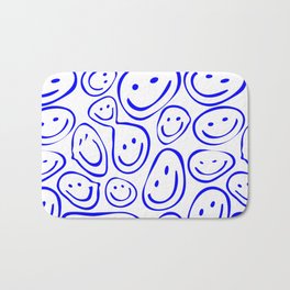  Smiley, lines, retro, blue color Bath Mat | Mosaic, Digital, Drafting, Emoji, Bluecolor, Cartoon, Lines, Graphite, Blue, Graphicdesign 