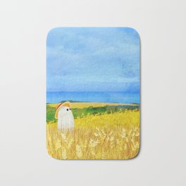 There's a Ghost in the Wheat Field Bath Mat | Spirit, Meadow, Field, Painting, Gold, Countryside, Digital, Haunted, Landscape, Sea 