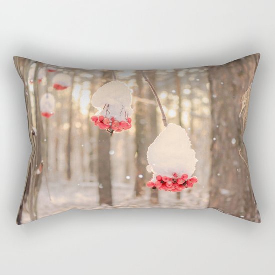 Rowan berries in the snow Rectangular Pillow