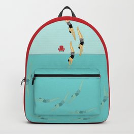 Pool Tricks Backpack | Stripes, Graphicdesign, Dive, Mid Century, Poolhouse, Minimal, Beachhouse, Digital, Swim, Pool 