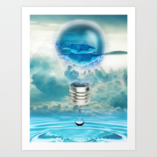 Two Whales - Digital Art by Sharito Lopez Art Print