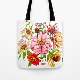 Zinnia Wildflower Floral Painting Tote Bag