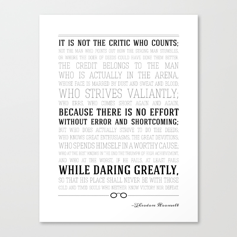Man In The Arena Teddy Roosevelt Quote Canvas Print By Pier23 Society6