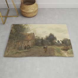 Jean-Baptiste-Camille Corot - Sin Pres de Douai, Rue du Village, Le Martin Rug