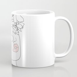Minimal Line Art Woman with Magnolia Coffee Mug