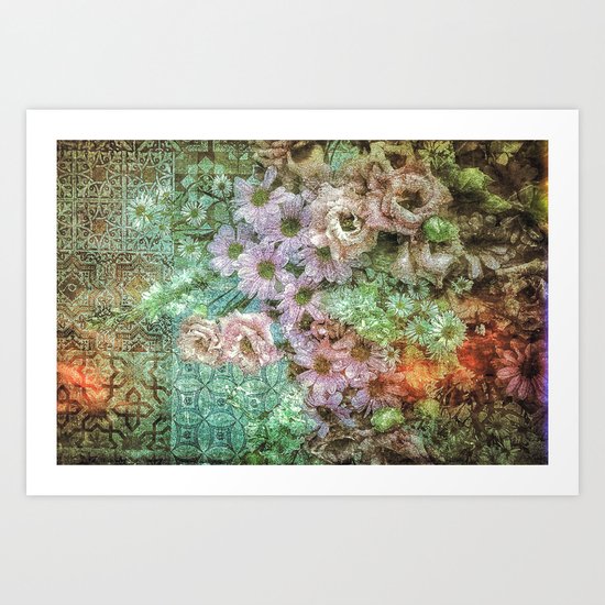 Shabby Retro Floral Art Print