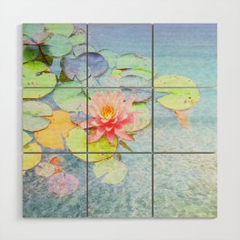 pink waterlily painted impressionism style Wood Wall Art