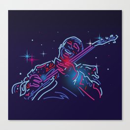 Blues guitar player neon sign Canvas Print