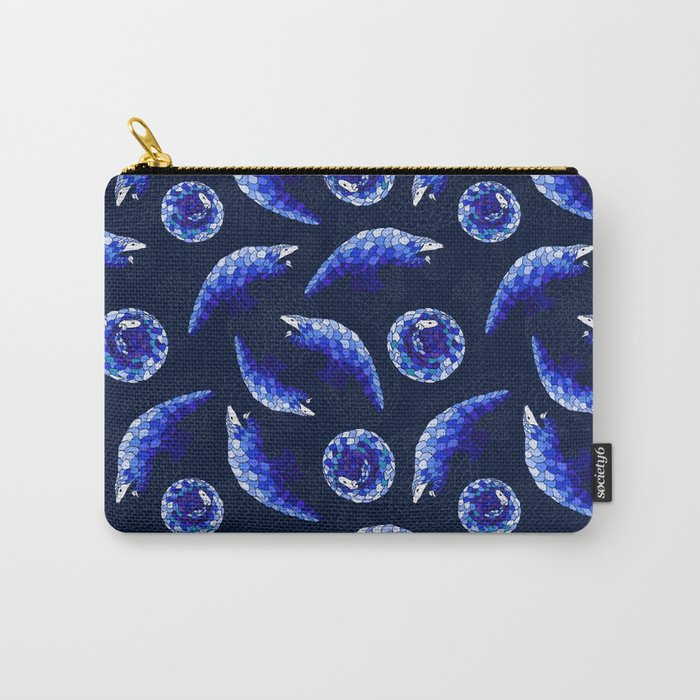 Pangolin Mosaic on Navy Blue Carry-All Pouch