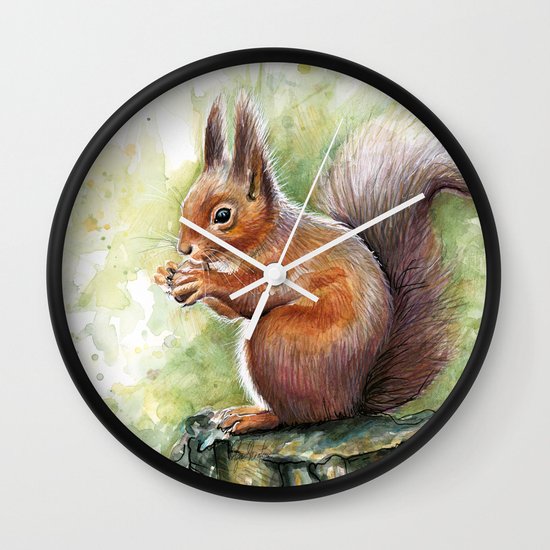 Details about   Bohemian Watercolour Squirrel Follower Art Modern Forest Nursery Wall Clock 
