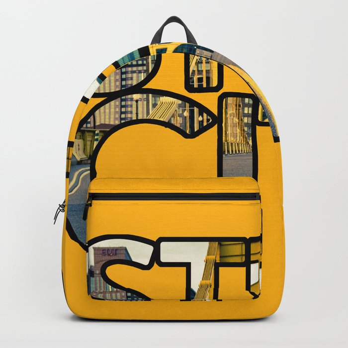Pittsburgh Steel City Skyline Bridge Architecture Gold Text Backpack