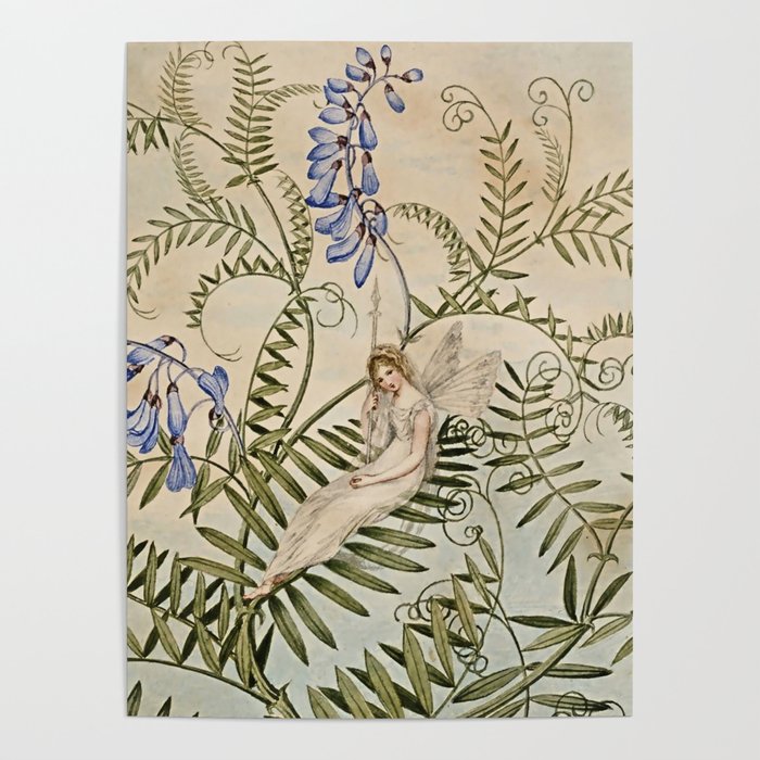 “Fairy Resting Among Flowers” by Amelia Jane Murray Poster