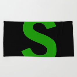 Letter S (Green & Black) Beach Towel