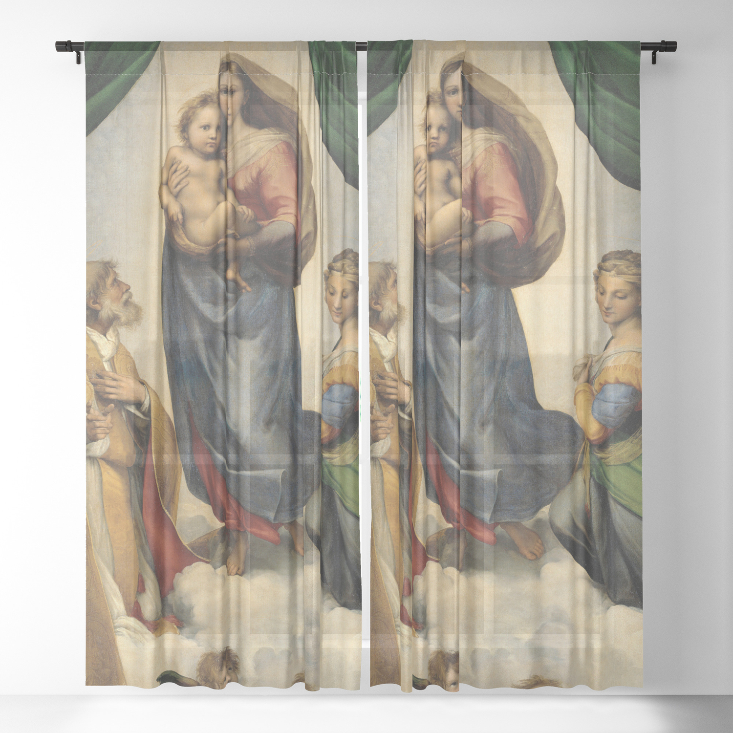 The Sistine Madonna Oil Painting By Raphael Sheer Curtain By
