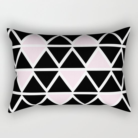 Abstract geometric triangle pattern- pink-black Rectangular Pillow