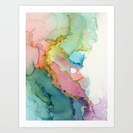 Lavender Lagoon Brass Waves Art Print