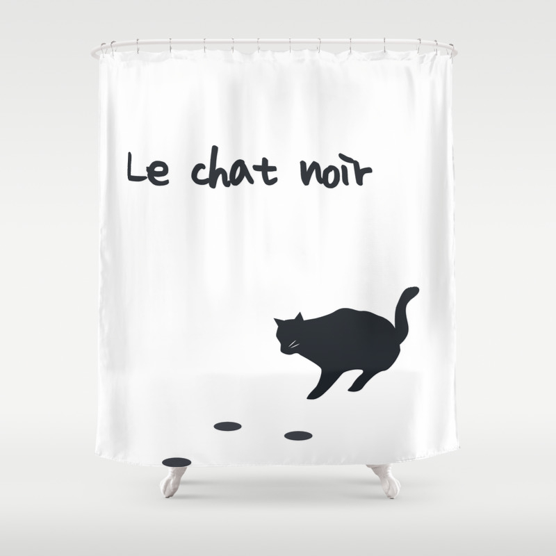 Le Chat Noit The Black Cat Shower Curtain By Sagaciousdesign