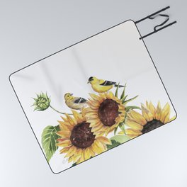 Sunflowers and Goldfinch  Picnic Blanket