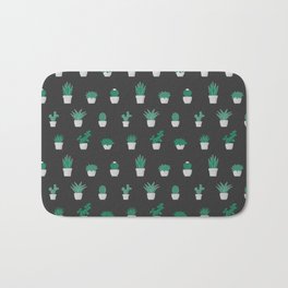 Cacti and Succulents Pattern on dark background Bath Mat