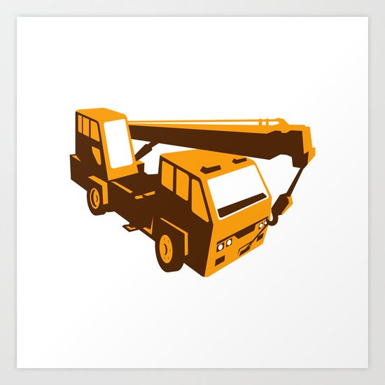 truck crane cartage hoist retro Art Print