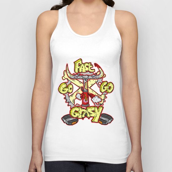 go fast go GRAZY ( vintage folding bicycle tribute - bull angry sketch handdrawn italian logo ) Unisex Tank Top