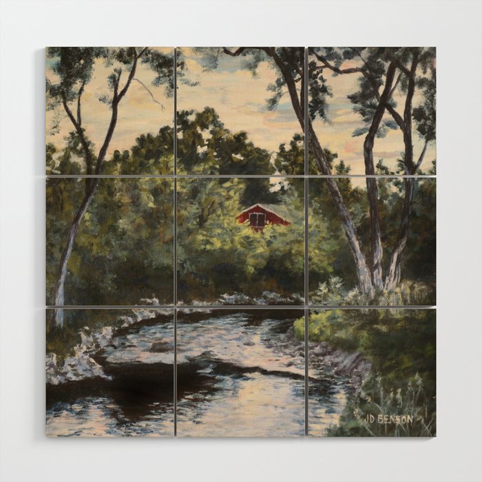 Hidden House by the River Wood Wall Art