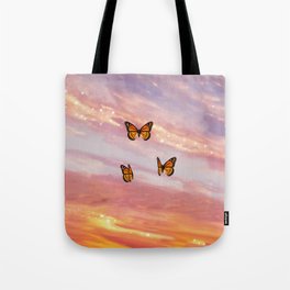 Butterfly Sunset Aesthetic Tote Bag