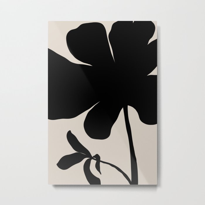 Abstract Black and White Flowers No. 2 Metal Print