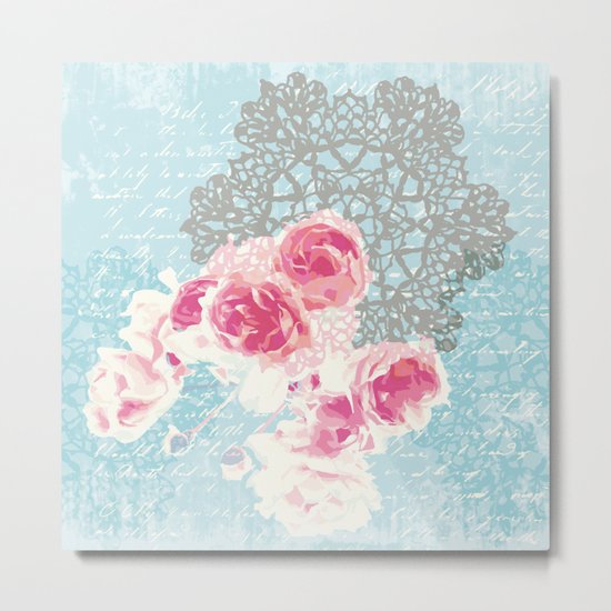 Roses and lace Metal Print
