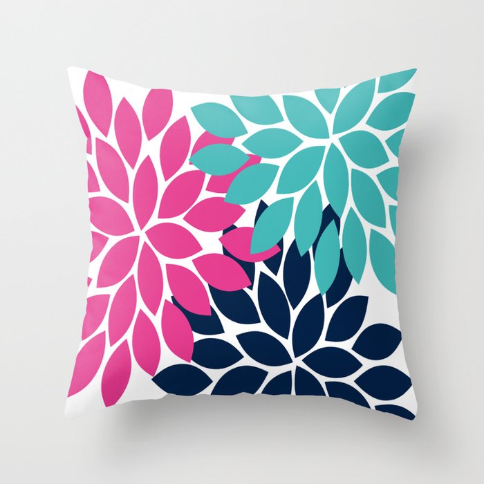 Hot pink and navy throw pillows deals