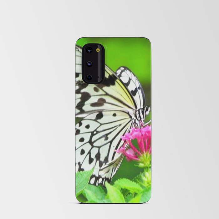 Butterfly and Pink Flowers Android Card Case