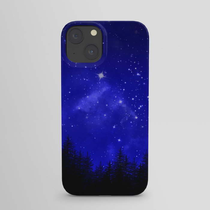 Blue Galaxy Forest Night Sky iPhone Case