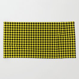 Houndstooth Pattern Yellow and Black Color 2 Beach Towel