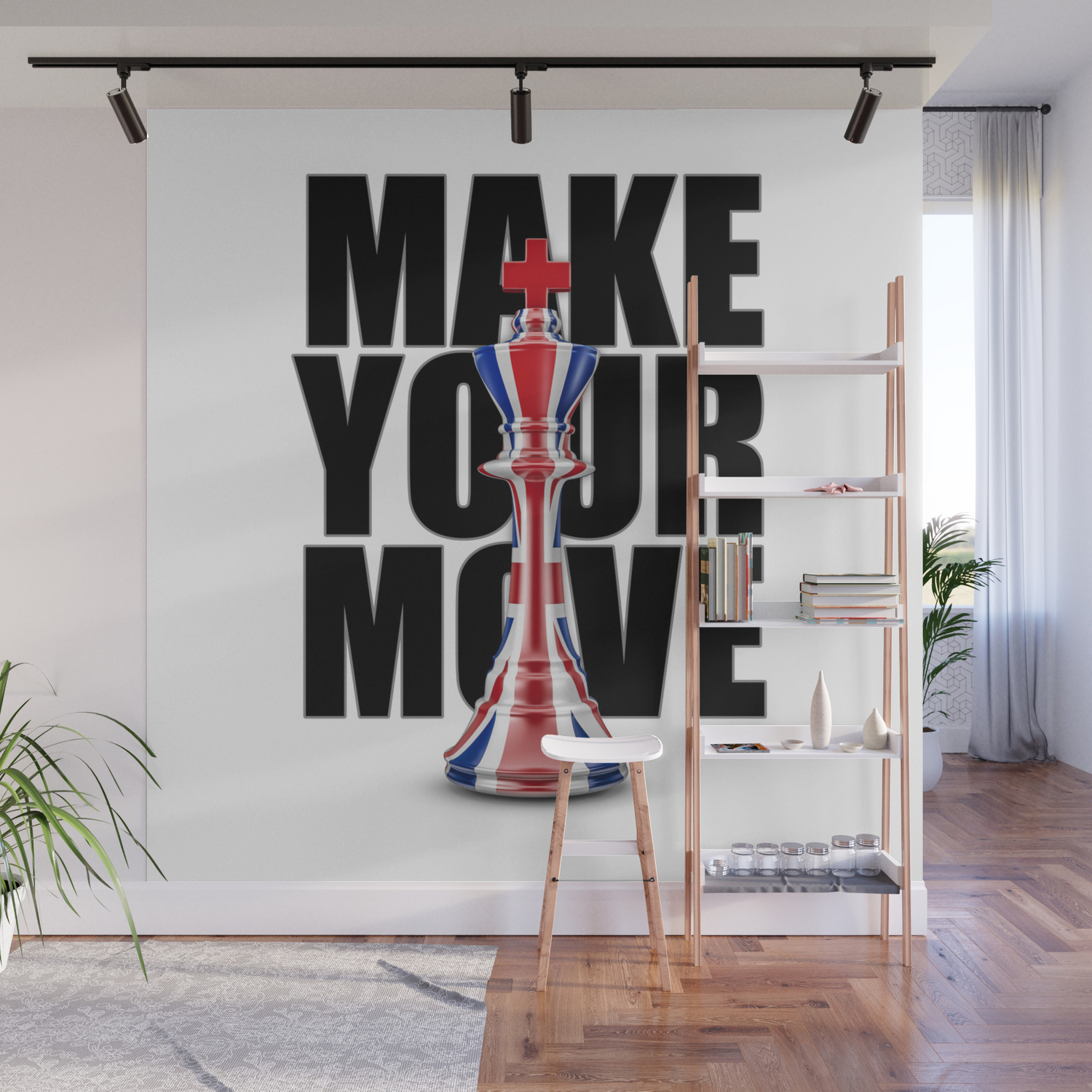 Make Your Move Uk 3d Render Of Chess King With British Flag Wall Mural