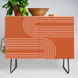 Geometric Lines Rainbow 18 in Red Rose Gold Credenza
