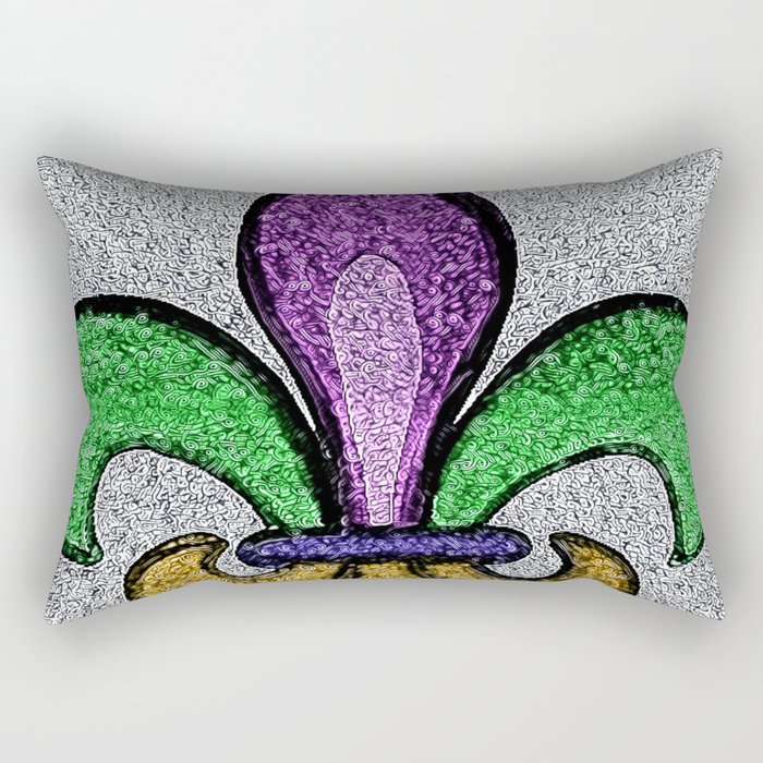 Fleur De Lis Purple Green and Gold Rectangular Pillow