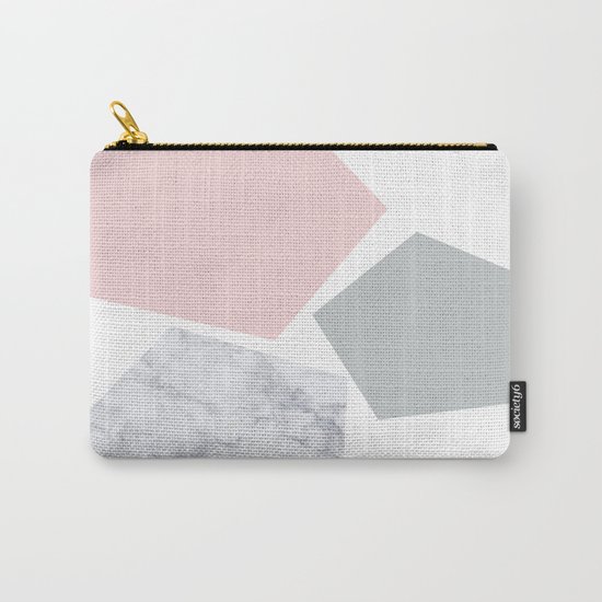 Blush, gray & marble geo Carry-All Pouch