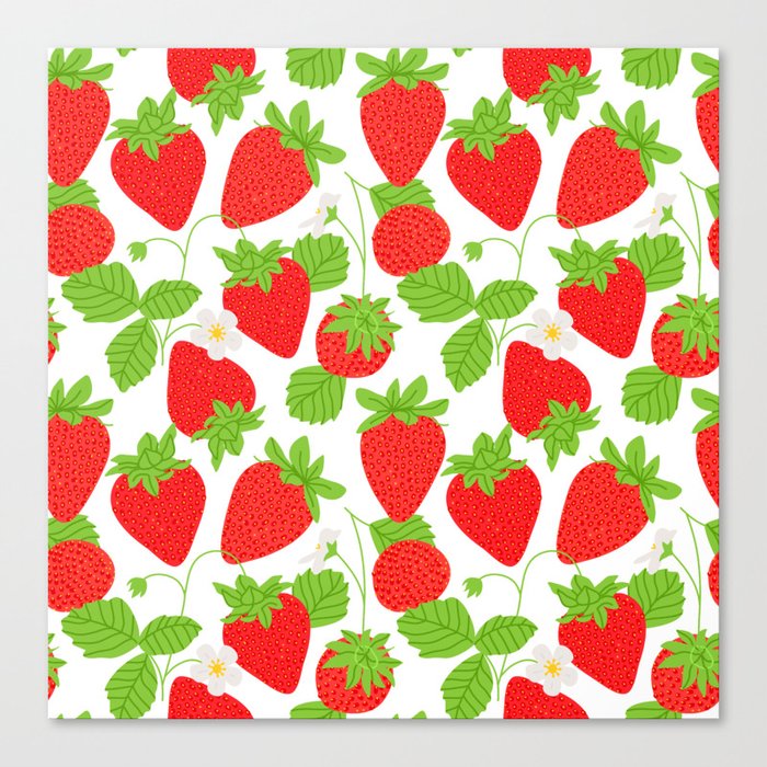 Strawberry fruit seamless pattern illustration  Canvas Print