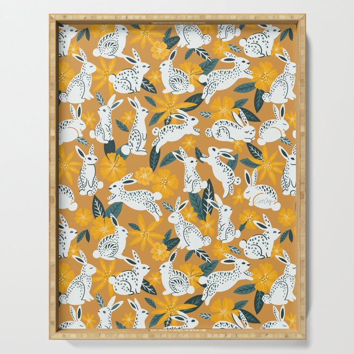 Bunnies & Blooms - Ochre & Teal Palette Serving Tray
