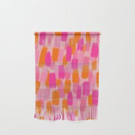 Abstract, Paint Brush Effect, Orange and Pink Wall Hanging