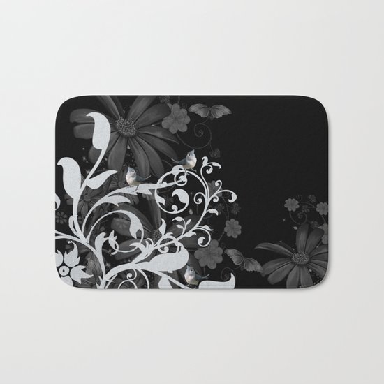 Wonderful floral design with birds Bath Mat
