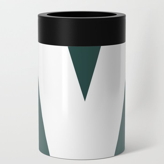 v (White & Dark Green Letter) Can Cooler