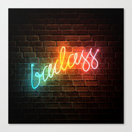 Badass Rainbow Neon Sign Canvas Print