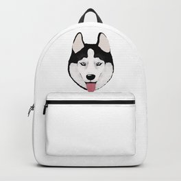 Siberian Husky (L) Backpack | Puppy, Pet, Warm, Graphicdesign, Siberianhusky, Lovely, Blackwhitedog, Huskylover, Dog, Cute 
