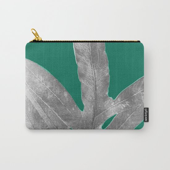 Christmas Fern, Holiday Green with Silver Winter Leaf Carry-All Pouch