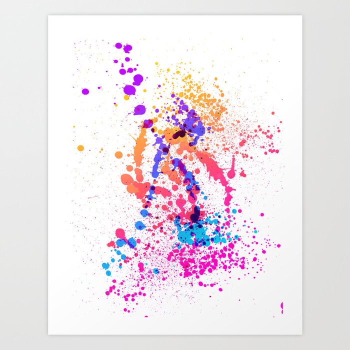 Energetic Expressive Multicolor Paint Splatter Art Print By Ovko Society6