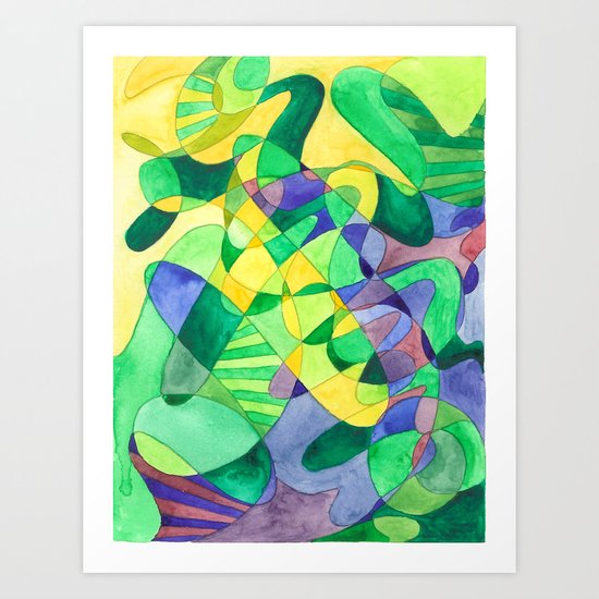 Green Doodle Art Print
