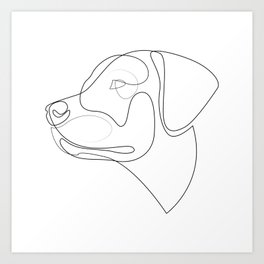 Labrador Retriever - one line dog drawing Art Print | Continuousline, Simple, Figurative, Singleline, Fineart, Labrador, Retriever, Simplicity, Lineart, Portrait 