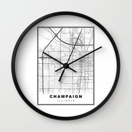 Champaign Map Wall Clock